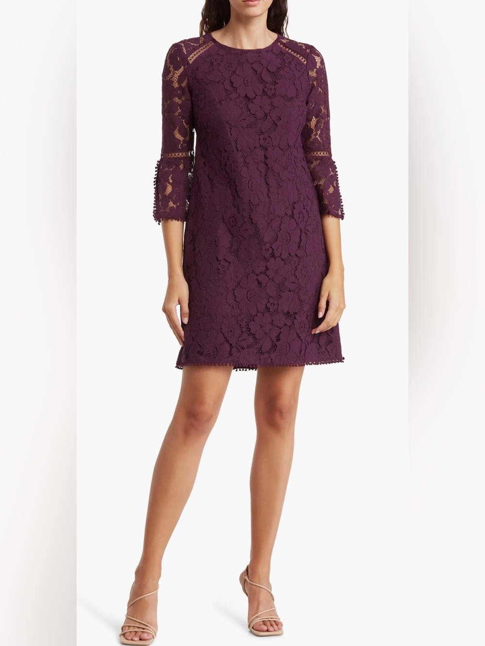 Vince Camuto Lace Bell Sleeve Dress in Eggplant purple Size 2 NWOT